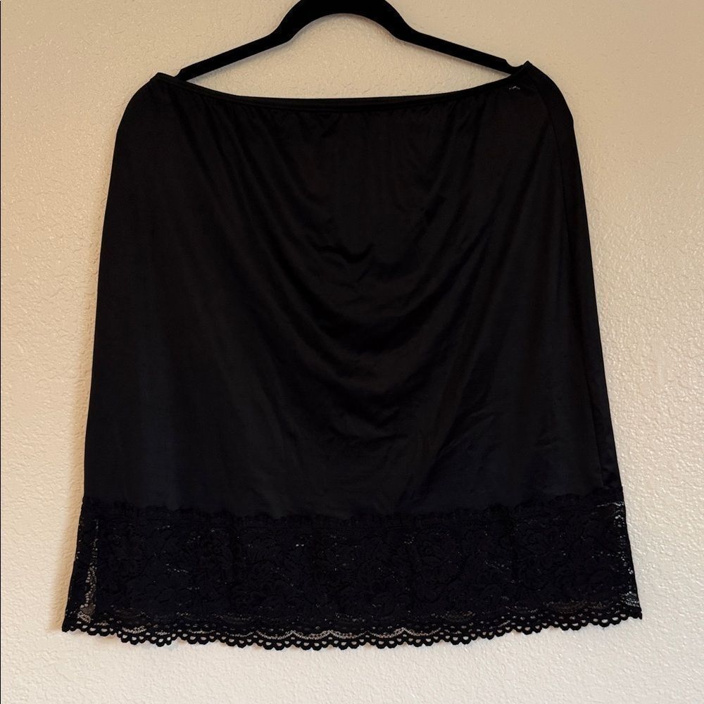 Vintage Black Lace Trim lingerie under Skirt XL